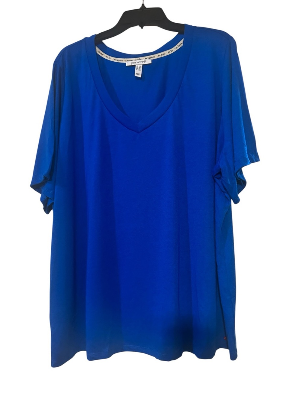 Peace Love World Royal Blue V-Neck Short Sleeve Tee